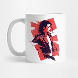 Pop King in a Leather Jacket - Red Backdrop - Pop Music Mug